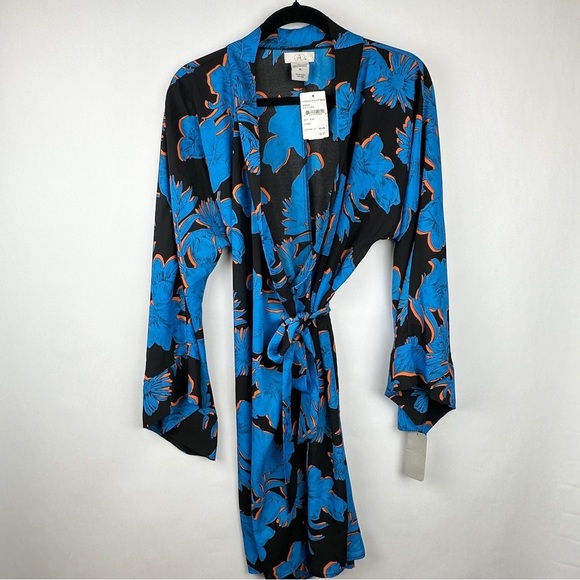 NWT Urban Outfitters CAD Electric Blue and Black Wrap Dress | US Size XL - Picture 2 of 13